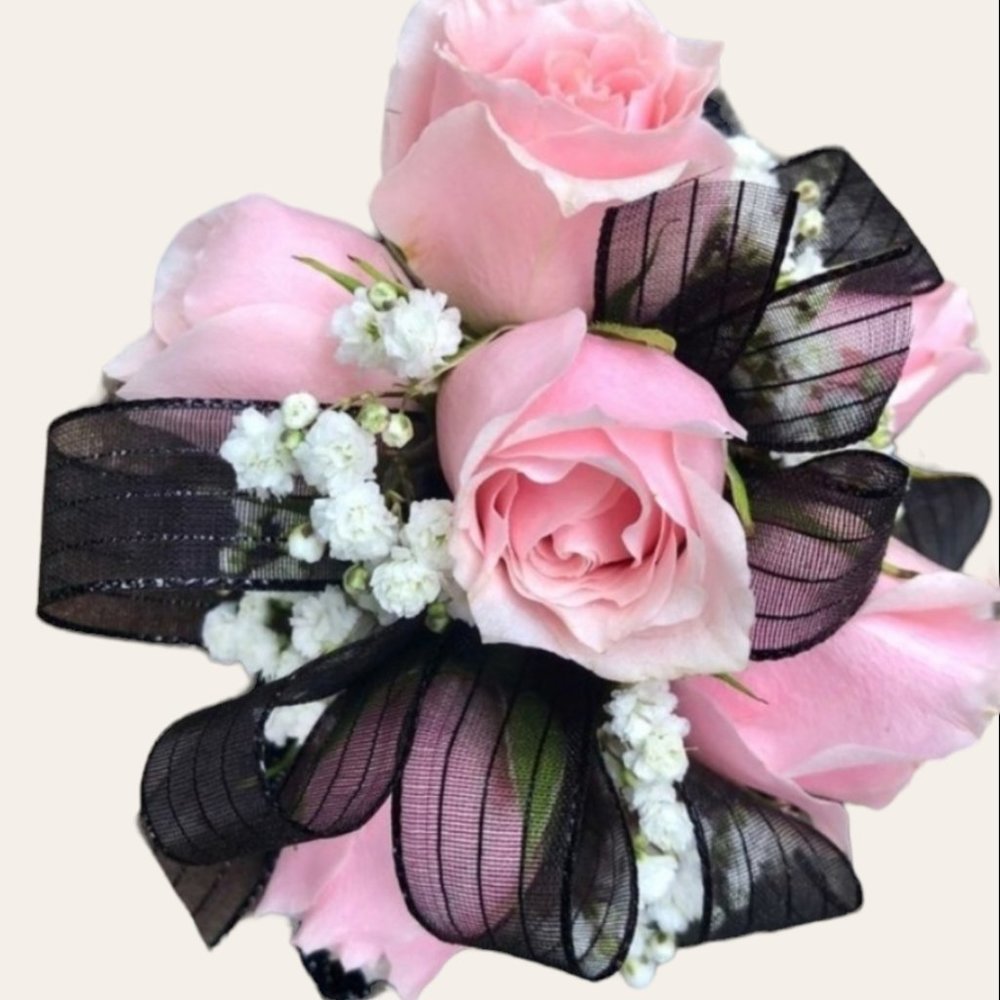 Pink and Black Corsage